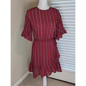 Women's Basil Lola Midi Dress Red/Blue/White Stripes NWT Small  Short Sleeve